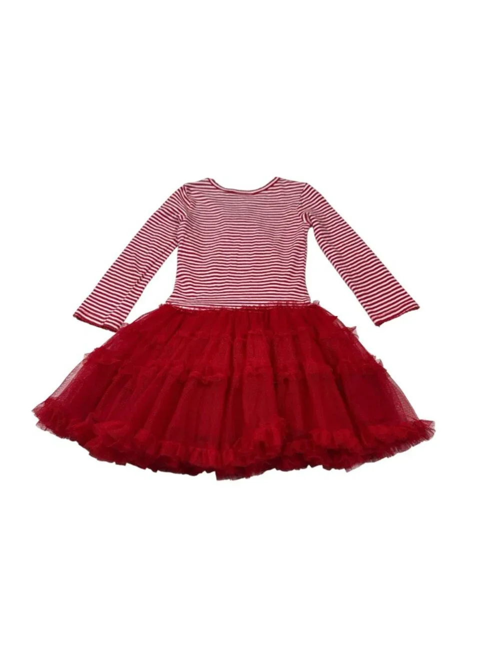 Rare Editions Girls Christmas Dress Size 4 Red Tulle Skirt & Tree (G979)